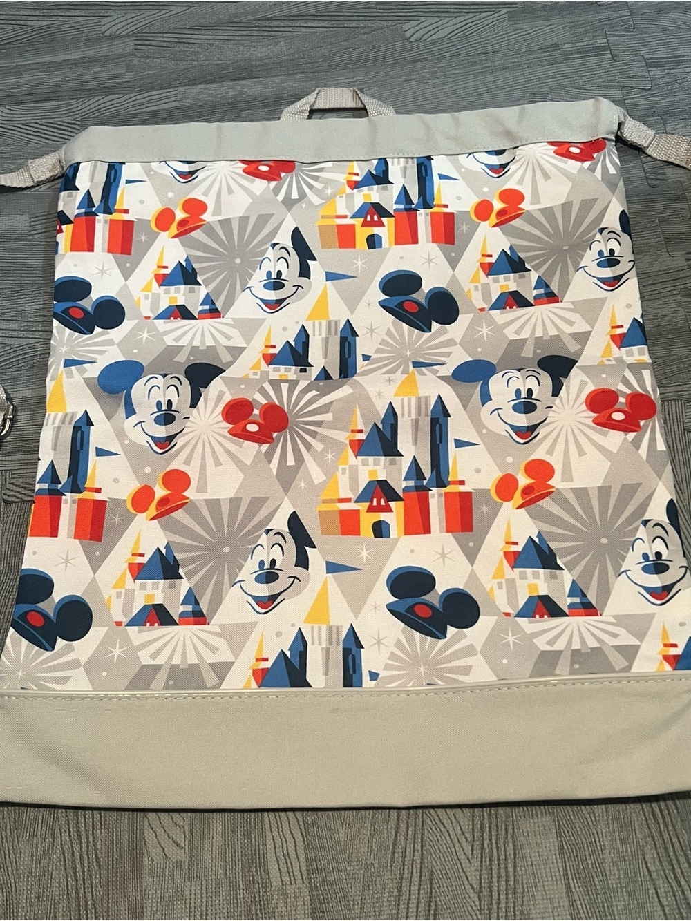 Disney Parks Cinch Bag Mickey Mouse Ears Backpack Drawstring Adjustable Castle - Picture 2 of 3